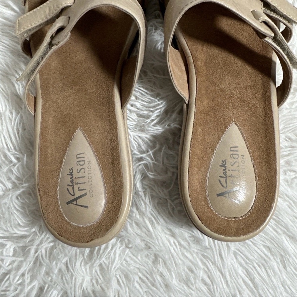 Clarks Artisan Collection Vintage Women’s Size 10 Beige Leather Strap Sandals - Picture 5 of 9